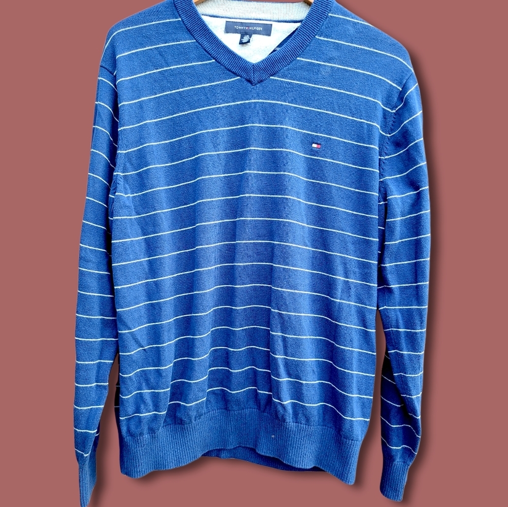 Tommy Hilfiger Navy Striped Sweater sizeL